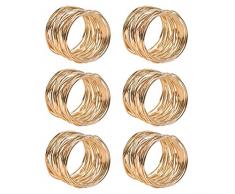 FOROREH Portatovaglioli 6pcs Anelli di tovagliolo di Metallo Dorato, Anello da Tavolo 4.2 * 3.6cm, per Matrimonio Banchetto Cena Decorazione da Tavola per Feste doro (6 Pezzi)