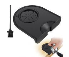 Tappetino Caffè in Silicone, Tappetino Morbido Antiscivolo per Pressino Caffe, Tappetino Bar, Accessori Caffè Pratico per Espresso Bar con 1 Spazzola (14x12cm)