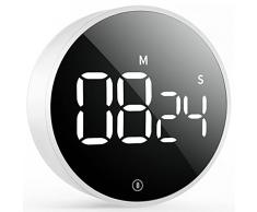 VOCOO Timer da Cucina Digitale: Timer Magnetico per il conto alla Rovescia con ampio Display a LED, Volume Regolabile, Facile da Usare per i Bambini (Batterie Incluse) (bianco)
