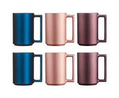 Luminarc Ameno Set 6 tazze Desayuno Mugs caffè in vetro per microonde 32 cl, 3 colori, verde