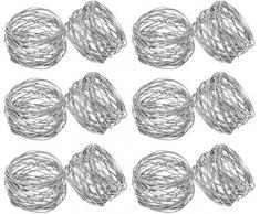 Kaizen Casa Portatovaglioli ad anello argentati fatti a mano, lavorazione a rete, per tavolo da pranzo, feste, uso quotidiano, set da 12 (argento, 12)