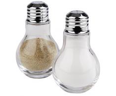 APS saliera e pepiera, set di 2, saliera e pepiera, saliera e pepiera in vetro con coperchio in acciaio inossidabile, 6 x 6 cm, altezza 10 cm