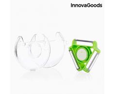 InnovaGoods - Pelapatate rotanti 4 in 1, PP, PMMA e Acciaio Inox, Trasparente e Verde, 9 x 8 x 2 cm