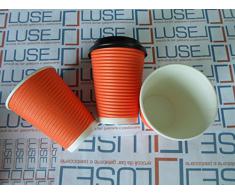 PZ 200 BICCHIERE TERMICO PER CIOCCOLATE E BEVANDE CALDE IN CARTONE ML 420 CON COPERCHIO CAFFE CIOCCOLATA CALDA