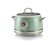 Ariete 2904, Rice Cooker, Cuociriso Slow Cooker, Cottura a Vapore, Linea Vintage, 3,5 L, Rivestimento Ceramica Antiaderente, 650 W, Verde