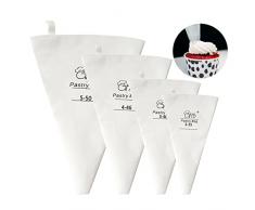 Sac a Poche Professionali, Tasca da pasticciere, Flessibile e Senza Cuciture Set pasticerria con sac à Poche Tasca da Pasticcere Professionale per Decorazioni Torta/Cake Design 4 Pcs