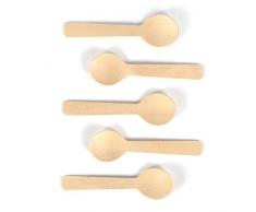 Cucchiaini in Legno, 100x Teaspoons Cucchiaio da Minestra Cucchiaio di Spezie 100mm Lungh per Gelato Caffè Dessert Barbecue Picnic allaperto Feste Compleanni