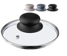 Coperchio in vetro KADAX con manico in silicone, coperchio resistente al calore per pentole ⌀14-30 cm, coperchio con foro per il vapore, coperchio universale di varie dimensioni (18 cm, grigio)