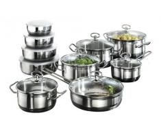 Karcher 121008 Set di pentole Jasmin (20 pz, incl. coperchi in vetro e ciotole, adatto ai piani a induzione) in acciaio inox