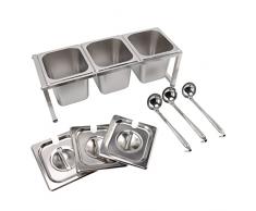 BVSPA Portamarmellata Portasalsa Staccabile in Acciaio Inossidabile Scatola di Immagazzinaggio for Home Restaurant 3 X 1/6 15cm/5.9in Pentola (Size : 2 X 1/6 15cm/5.9in Pot)