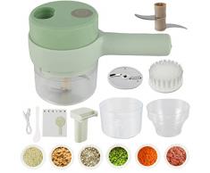 miuline Set di tagliaverdure elettrico portatile senza fili mini affettatrice per aglio tritatutto multifunzionale tritacarne portatile ricaricabile per verdure per aglio, cipolla, zenzero (verde)