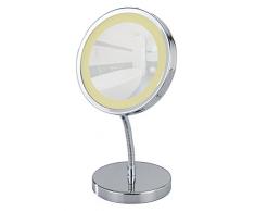 Wenko 3656360100 Specchio Cosmetico da Appoggio con LED Brolo, Illuminato, Orientabile, Acciaio, Vetro, 15 x 16,5 x 13 cm, Cromo