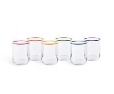 Excelsa Filo Color Set 6 Bicchieri Acqua, Multicolore, capacità : 350 ml, 6 unitÃ
