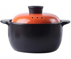 Pentola di Argilla per Cucinare Pentola di Argilla Pentola di Gres Zuppa Sana Casseruola Calda con Coperchio Colorato Cottura Lenta (Colore : Giallo) (Arancione) Casseruola