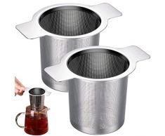 2 pezzi Filtro The Infusione, Colino per Tisane, Filtro per Tisane, Filtro per Te Sfuso, Infusore per Tisane, Infusore Tè, Filtri per Tisane Sfuse in Acciaio Inox, per Tazze Teiere Bicchiere
