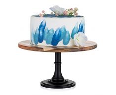 Nuptio Alzata per Torte in Legno Nero: 29cm di Diametro Espositori per Torte Rustici Piedistallo, Alzata per Torte Nuziali in Legno Rotondo Alto per Cupcake Torte del tè del Pomeriggio Baby Shower