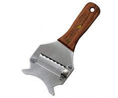 MOVKZACV - Affettatrice per tartufi, in acciaio inox, con manico in palissandro, per burro, fetta per tartufi di cioccolato, con manico in legno (argento)