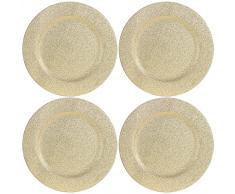 com-four® 4x sottopiatti scintillanti - piattini riutilizzabili come decorazioni per la tavola - piatti decorativi per matrimoni, feste di famiglia o Natale - Ø 33 cm