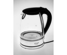 Adler AD1225 bollitore in vetro e acciaio inox con LED blu integrato | 1,7 litri di capacità | Potente 2000 Watt | Té automatica | Bollitore elettrico design | con arresto automatico