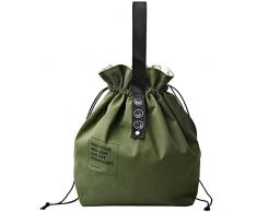 Jinlaili Borsa Porta Pranzo, 9L Borse per Pranzo Pieghevole, Borsa Alimenti Lunchbox, Borsa Termica in Tela per Uomini Donne Scuola, Ufficio Picnic (Verde)
