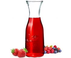 KADAX Caraffa in vetro, caraffa per acqua, 1 l, lavabile in lavastoviglie, in vetro, trasparente, per acqua, tè, succhi, punch, limonata o caffè freddo (trasparente, 1 l)