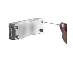 Stendibiancheria Estensibile con 2 Ropes 5.2m Filo Stendibiancheria Retrattile Durevole Stendi Biancheria da Muro Carico Massimo 25 kg Installazione Facile Salvaspazio per Interno Esterno, Argento