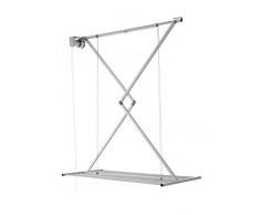 foxydry Mini, Stendibiancheria a soffitto, stendino da scomparsa verticale, richiudibile ed estensibile, stendipanni da interno e esterno, da balcone 128x54x25 cm (Grigio, 120)
