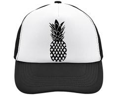 Nizza Ananas Timbro Design Mesh Back Trucker Cap Regolabile Snapback Hat Casu Nero, Nero , Taglia unica