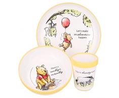 P:OS Colazione Winnie The Pooh, Set Plastica da 3 Pezzi con Piatto, Ciotola e Tazza, Stoviglie per Bambini in Confezione Regalo, Cartone Animato, Multicolore, 21 x 20,4 x 9 cm, 10270771