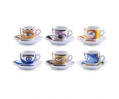 Zeller 26510 Set Tazzine da caffè Magic Eyes, Porcellana, Multicolore, 0.1x6x4.7 cm, 12 unitÃ