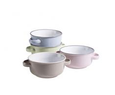 MÄSER 931611 Serie Maila - Set di tazze da zuppa colorate per 4 persone, in ceramica smaltata, ciotole da zuppa con manico in stile vintage, in gres