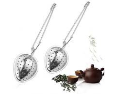Zaloife Infusore tè, Colino Tisane, Tea Infusore Acciaio Inox Infusore tè Filtro, Pinze Filtro Te, Scolapasta Adatti per Ogni tè Sfuso, Foglie di tè (2pcs Tea Strainer Spoon)