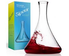 Decanter Vino, 2.2 litri, 220 cl, Caraffa per Decantare Vino in Cristallo Soffiato a Mano, Elegante e Moderno, per Serate e Feste- Sipour