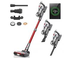 Laresar Aspirapolvere Senza Fili Potente 450W/33Kpa, 55Mins Batteria Rimovibile 4 in 1 Scopa Elettrica Senza Fili 7 Strati Filtraggio Anti-Avvolgimento Aspirapolvere per Pavimenti/Tappeti/Peli Animali