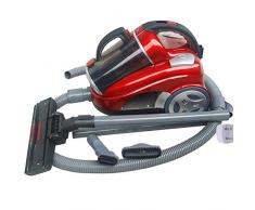 Teland 2000W Aspirapolvere senza sacchetti, ciclonico, 18 Kpa Powerful Compact Aspirapolvere a slitta, sistema di 4 filtrazione, raggio di lavoro di 7,5 m, rosso