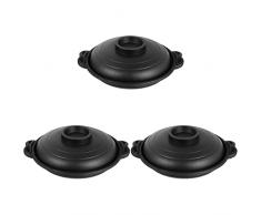 BESTonZON 3 Pz Utensile Bibimbap Alluminio Pratico Stufato Pentole Bastone Lega Multiuso Piccolo Gres Porcellana Durevole Coccio Nero Non-Riso Coperchio Cipolla Pentola Alluminio