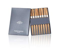 vancasso Bacchette Giapponesi Asiatici Bastoncini di bambù Antiscivolo Set 8 Paia di Bacchette da Sushi con Scatola Riutilizzabili 23CM