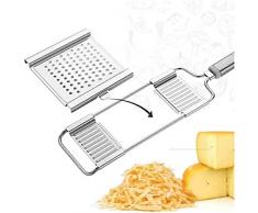 Woyada - Affettatrice portatile multiuso 3 in 1, in acciaio inox, grattugia per formaggio, trituratore di cavoli, utensili da cucina per tagliare, sbucciare, grattugia e affettatrice Julienne