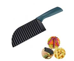 ZMREN Affettatrice per Patatine Fritte, Coltello Ondulato in 304 Acciaio Inossidabile, Tagliapatate Ondulato, Coltello per fette di Patate, Tagliapatate a Lama Ondulata