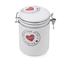 MONTEMAGGI Biscottiera con Tappo Ermetico Cilindrica 14x14x20cm Variante Unica, Ceramica, Bianco, 14 x 14 x 20 cm