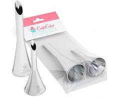 Cukkicakes Set di 2 Beccucci per Sac a Poche per Riempire Bignè, Cupcake, Muffin, Ciambelle, Torte, Cornetti, Profiteroles (apertura 6mm e 8mm) - Bocchette per Pasticceria Prodotte in Corea