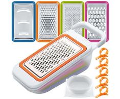 FineGood 4 Pezzi Verdure affettatrice, Grattugia Shredder per Carote, Formaggio, Cetriolo, Pomodoro e Zucchine, Spiralizer Dicer Cutter Chopper Grater con 5 Citrus Skin Removers