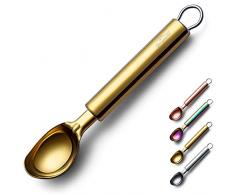 Berglander Paletta per gelato in oro, Paletta per biscotto in titanio placcato in oro Coni per paletta per melone, Strumenti e gadget speciali, Cucchiaio per gelato lavabile in lavastoviglie