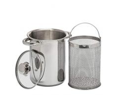 Browin 313500 - Pentola universale per asparagi con coperchio in vetro, 4 l, adatta per pasta, spaghetti, verdure, per fornelli elettrici, a gas e a induzione, in acciaio inossidabile color argento