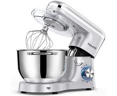 Impastatrice HOWORK, 1500w Impastatrice Planetaria, Robot Da Cucina Grandi 6 Velocità Con Ciotola in Acciaio Inossidabile Da 6,2 Litri, Impastatrice Da Cucina (6,2 Litri, Argento)