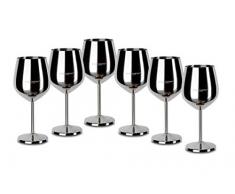 ECHTWERK - Calici da vino infrangibili in acciaio INOX, 6 pezzi, 21 x 7,3 cm, 0,5 l, colore: argento, EW-WG-1766