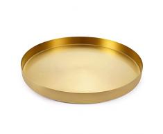 Jovivi Vassoio Decorativo in Acciaio Inox Oro Rotondo 12,5/20/30cm per Gioielli Trucco Piatto Caffè Bagno Decorazione Moderna（30cm）