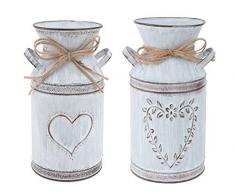 BESTonZON 2 Pezzi Brocca in Metallo Vasi da Fiori Vasi da Fattoria Shabby Chic Porta Brocca per Decorazione Home Office Brocche Primitive in Stile Country Francese Rustico