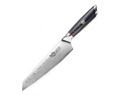 MITSUMOTO SAKARI 18 cm Coltelli da Cucina Giapponese Kiritsuke, AUS-10 Damasco Coltello da Chef, Mano Forgiato Professionale Coltello da Carne Cuoco con Manico PakkaWood & Confezione Regalo