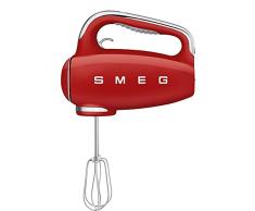 Smeg, Sbattitore Elettrico HMF01RDEU, 9 Livelli di Velocità, Funzione Turbo, Sistema di Avvio Smooth Start, 4 Fruste, 2 Ganci Impastatori e Avvolgicavo in Dotazione, 250W, Rosso